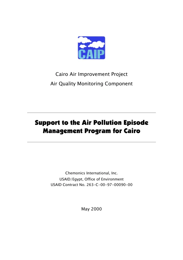 Support to the air pollution episode management program for Cairo
