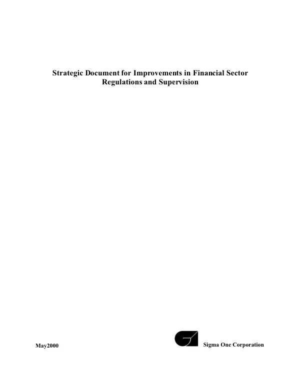 Strategic document for improvements in financial sector regulations and supervision