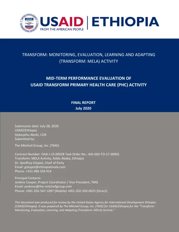 Mid-term performance evaluation of USAID transform : primary health care (PHC) : activity report