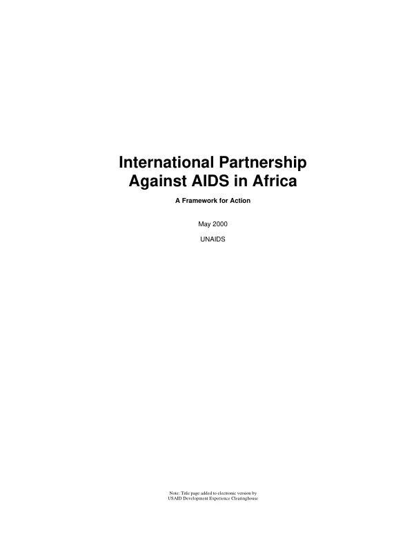 International partnership against AIDS in Africa : a framework for action