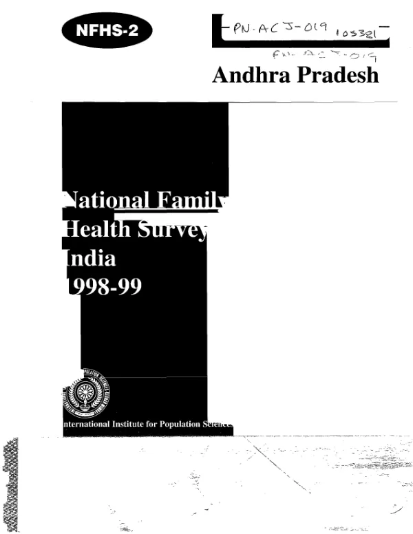 National family health survey (NFHS-2) : India -- 1998-99 : Andhra Pradesh