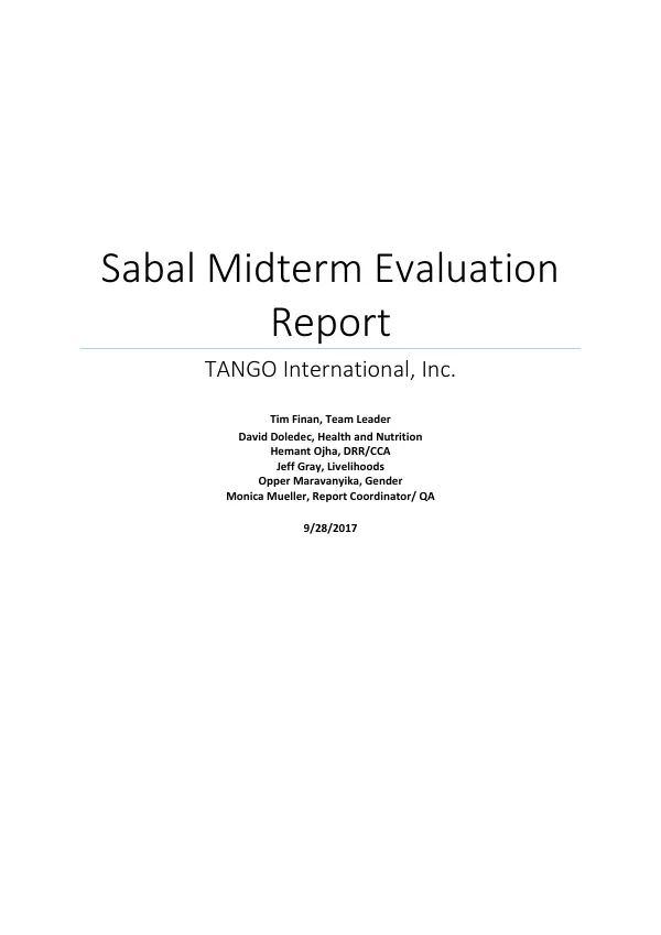 SABAL midterm evaluation report