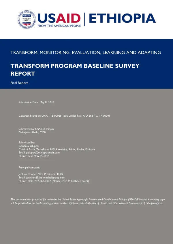 USAID Ethiopia /Transform Program Baseline Survey Report