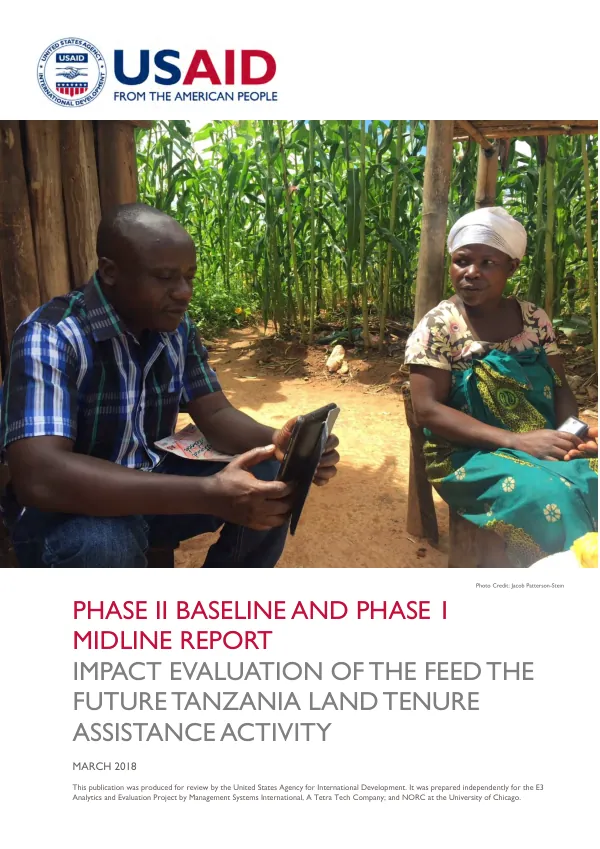 Phase II baseline and phase I midline report : impact evaluation of the Feed the Future Tanzania land tenure assistance activity