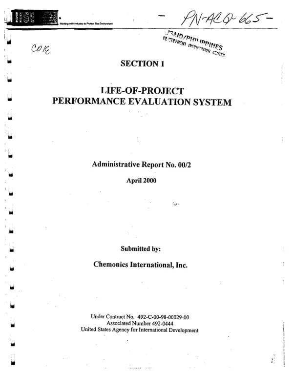 IISE (Industrial initiatives for a sustainable environment) : life-of-project performance evaluation system