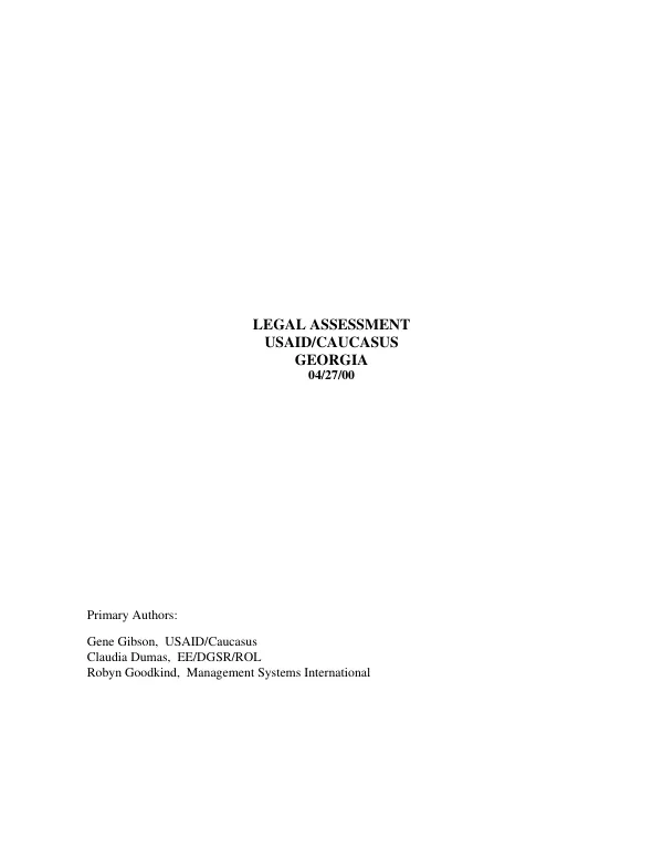 Legal assessment, USAID/Caucasus : Georgia