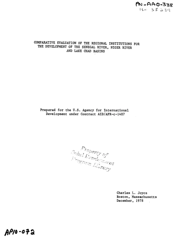 Comparative evaluation of the regional institutions for the development of the Senegal River, Niger River and Lake Chad basins
