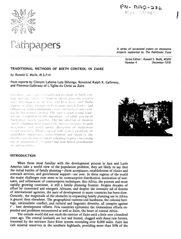 Traditional methods of birth control in Zaire