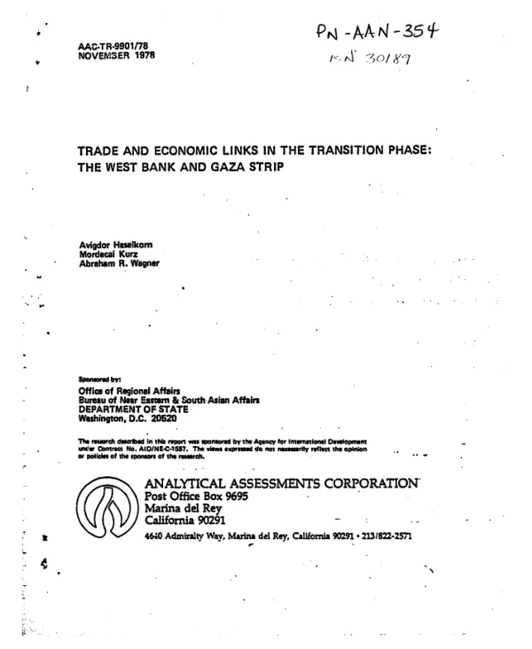 Trade and economic links in the transition phase : the West Bank and Gaza strip