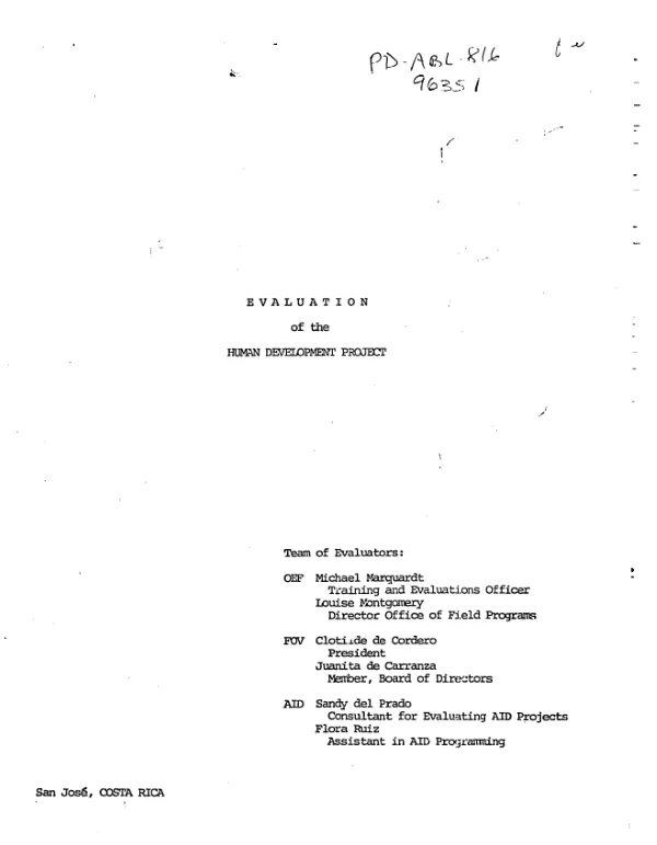 Evaluation of the human development project