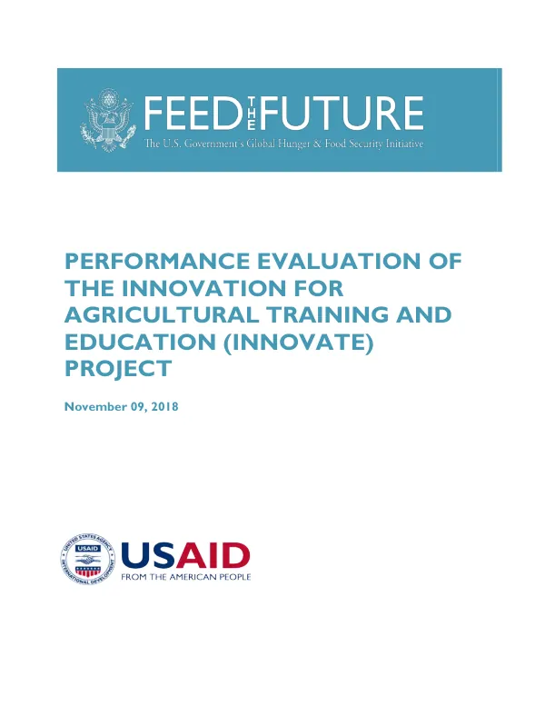 Performance evaluation of the innovation for agricultural training and education (INNOVATE) project