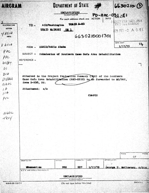 SOUTHERN GAMO GOFA AREA REHABILITATION PRE-IMPLEMENTATION (10/31/78-11/8/78)
