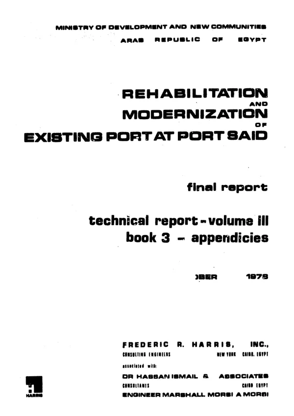 Rehabilitation and modernization of existing port at Port Said : final report; volume III, book III - appendices