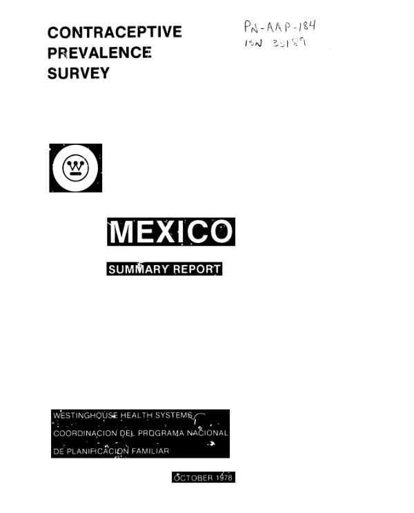 Mexico contraceptive prevalence survey : summary report