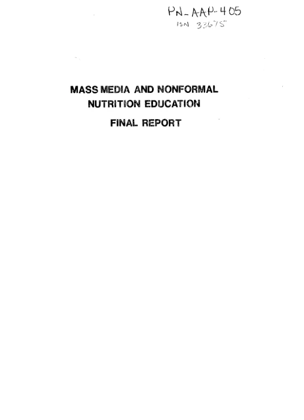 Mass media and nonformal nutrition education : final study report