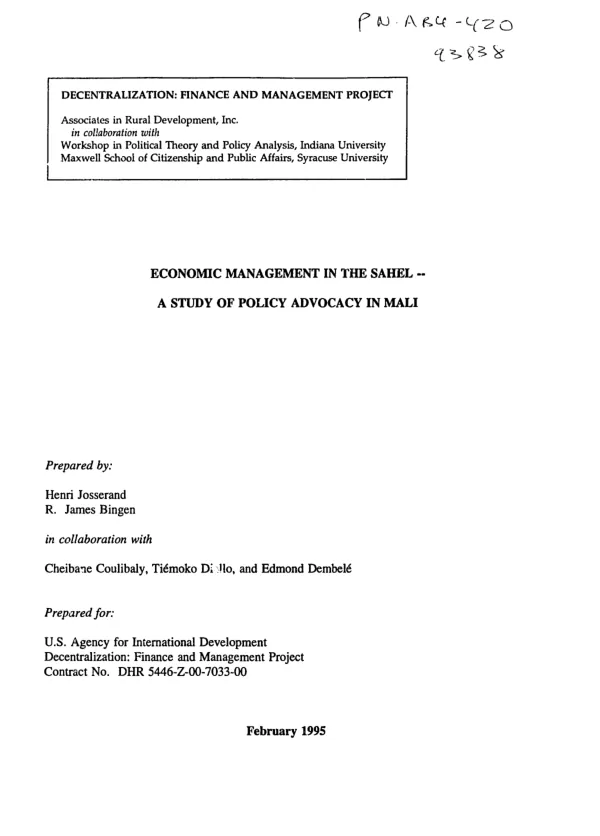 Review of food supply position in the Sahelian countries of West Africa (excluding Cape Verde)