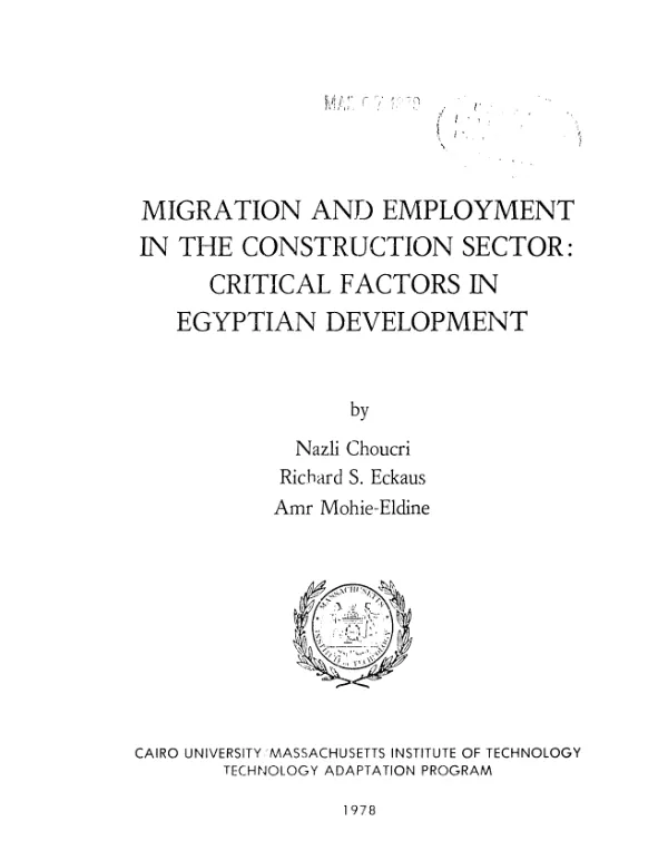 Migration and employment in the construction sector : critical factors in Egyptian development