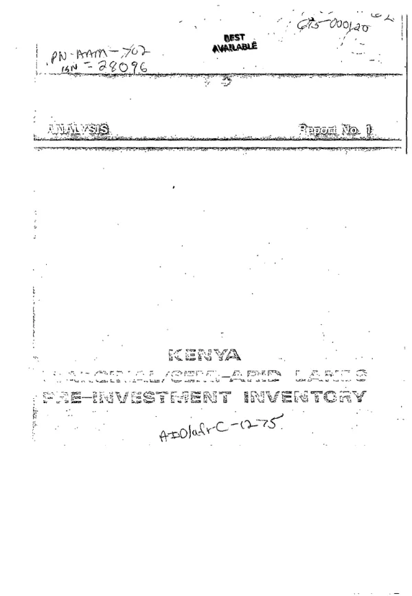 Analysis and project identification : Kenya marginal/semi-arid lands pre-investment inventory