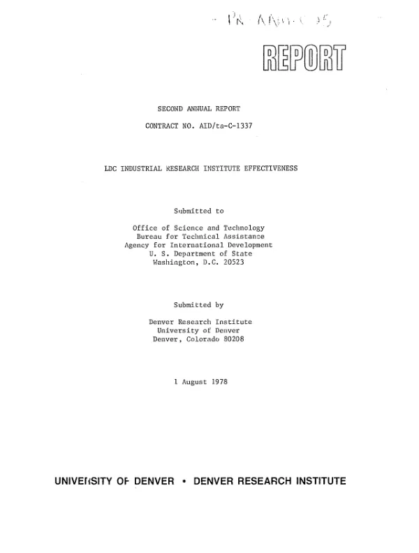 LDC industrial research institute effectiveness; second annual report
