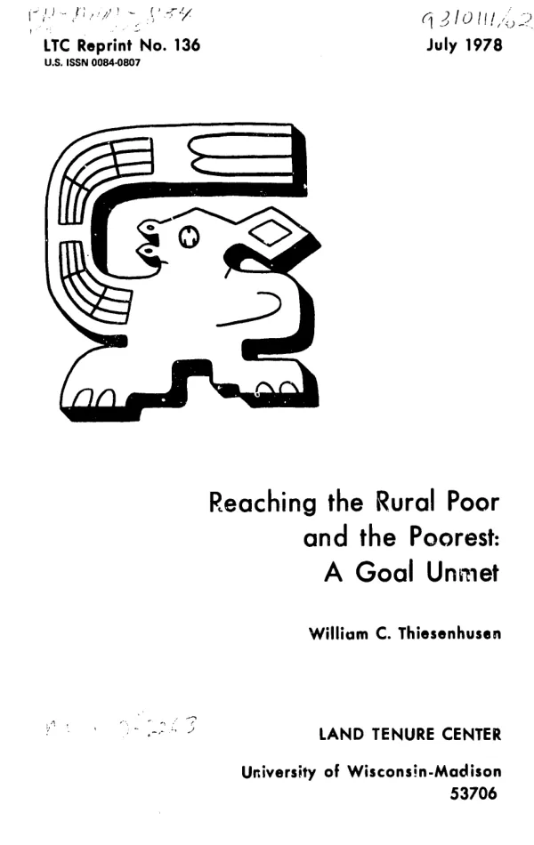 Reaching the rural poor and the poorest : a goal unmet