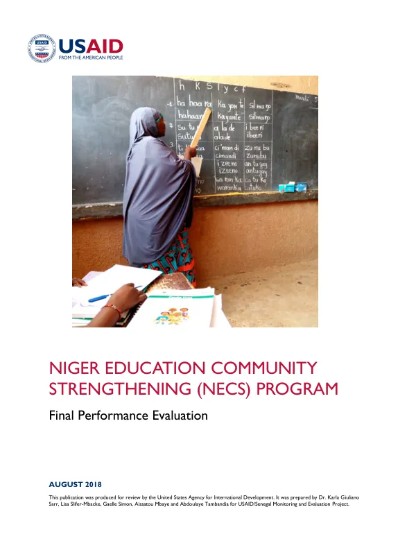Niger education community strengthening (NECS) program : final performance evaluation