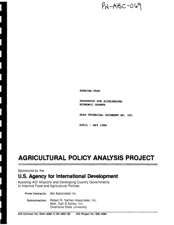 Burkina Faso : prospects for accelerated economic growth
