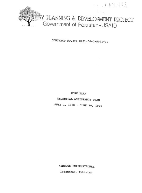 Work plan : technical assistance team -- July 1, 1988-June 30, 1989