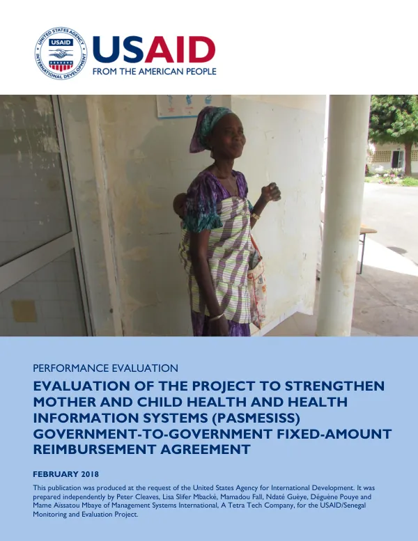 Evaluation of the project to strengthen mother and child health and health information systems (PASMESISS) government-to-government fixed-amount reimbursement agreement