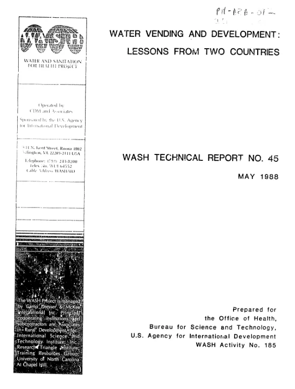 Water vending and development : lessons from two countries