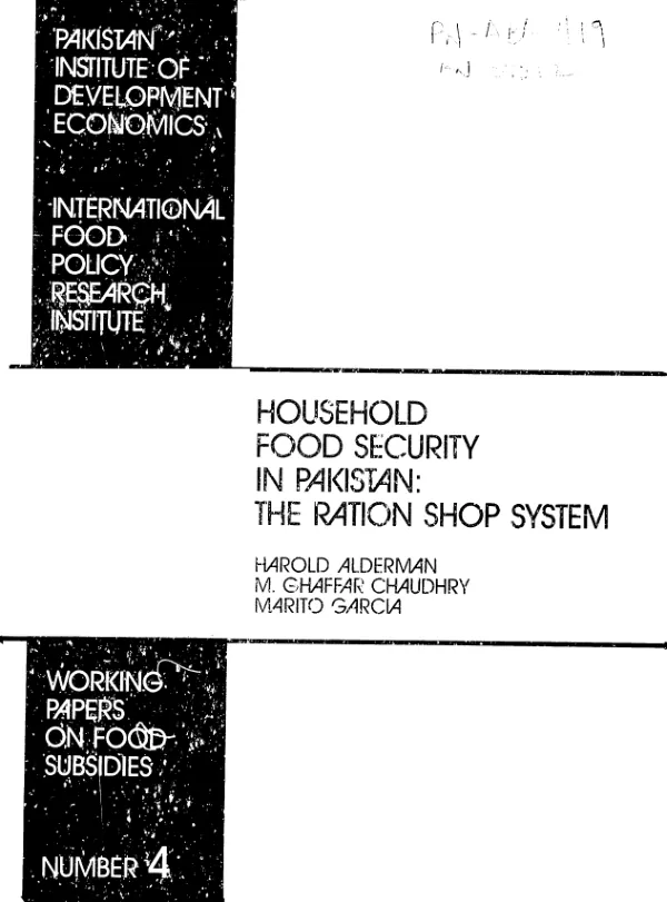 Household food security in Pakistan : the ration shop system