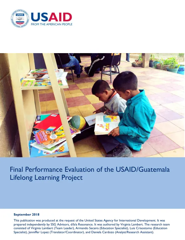 Final performance evaluation of the USAID/Guatemala lifelong learning project