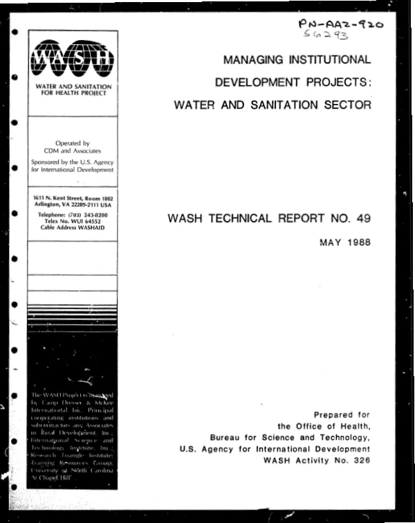 Managing institutional development projects : water and sanitation sector