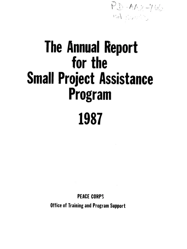 Annual report for the small project assistance program for the period 10/1/86-10/1/87 [1987]