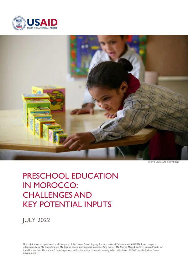 Preschool education in Morocco : challenges and key potential inputs