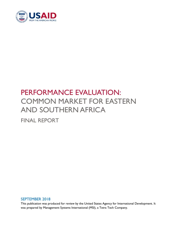 Performance evaluation : common market for Eastern and Southern Africa (COMESA) : final report