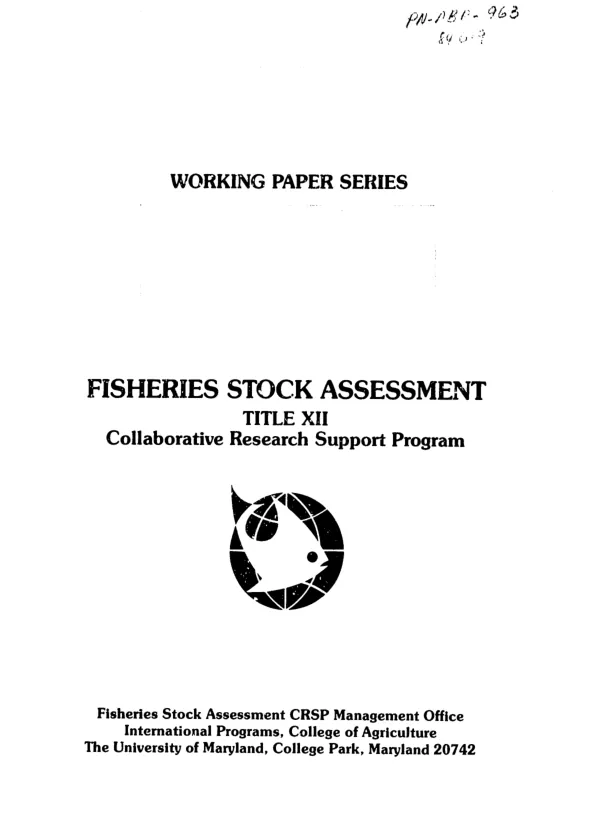 Coral reef fisheries at Cape Bolinao, Philippines : an assessment of catch, effort, and yield