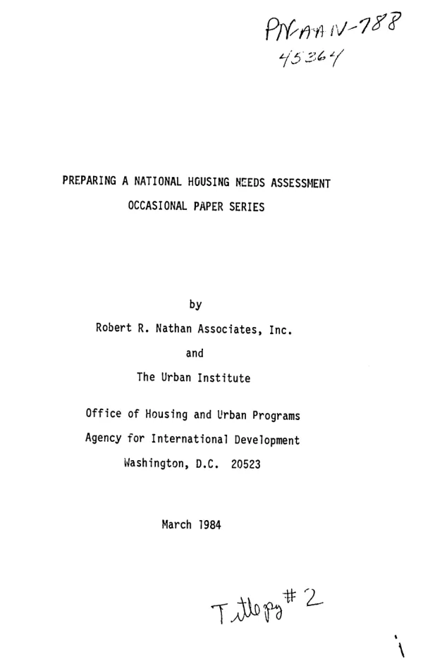 Preparing a national housing needs assessment