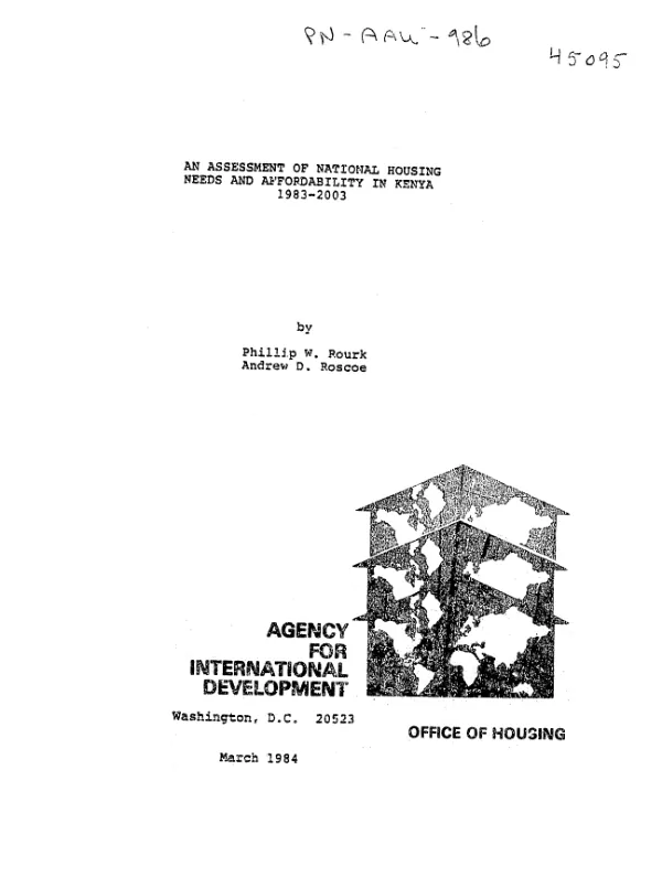 Assessment of national housing needs and affordability in Kenya : 1983-2003