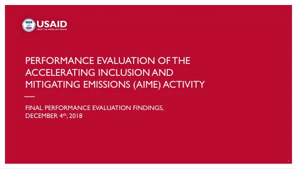 Performance Evaluation of the AIME Activity: Presentation of Final Performance Evaluation Findings