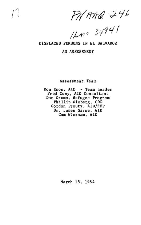 Displaced persons in El Salvador : an assessment