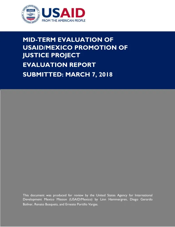 Mid-term evaluation of the USAID/Mexico promotion of justice project