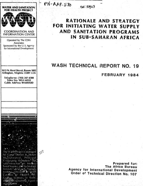 Rationale and strategy for initiating water supply and sanitation programs in sub-Saharan Africa