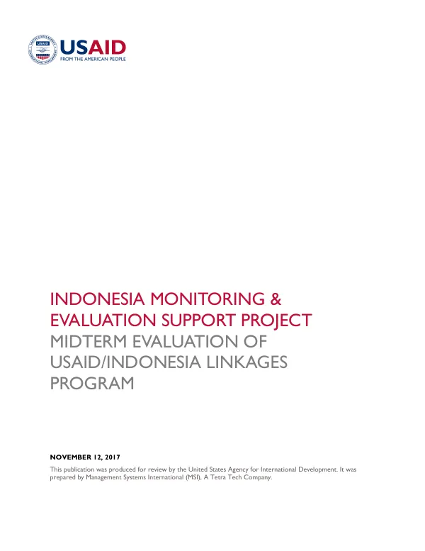MIDTERM EVALUATION OF USAID/INDONESIA LINKAGES PROGRAM