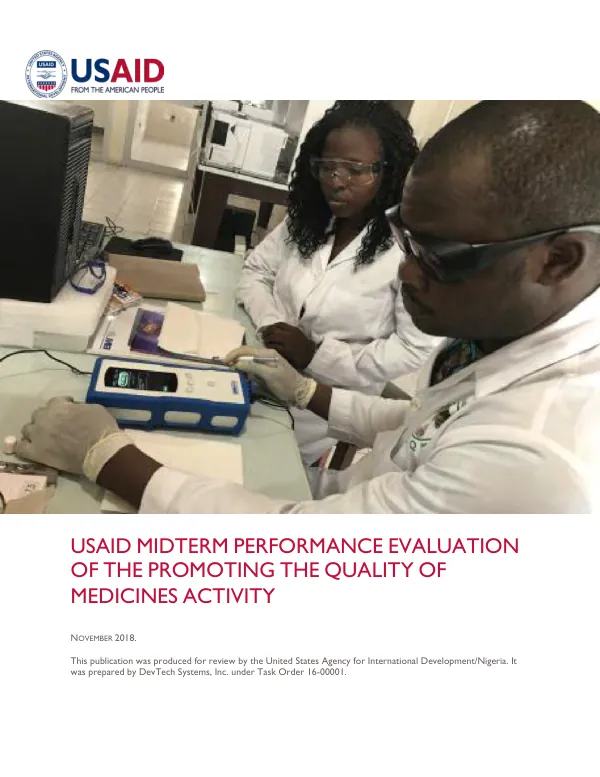 USAID/Nigeria midterm evaluation of the promoting the quality of medicines activity