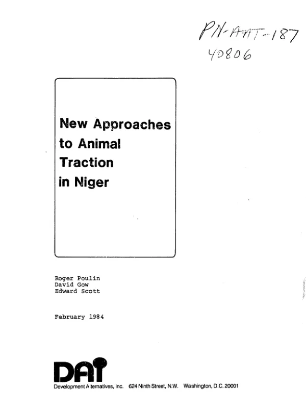 New approaches to animal traction in Niger
