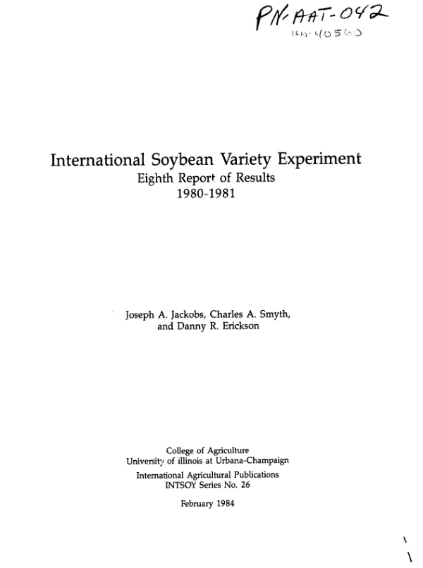 International soybean variety experiment : eighth report of results, 1980-1981