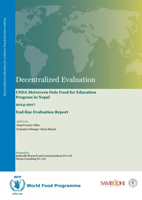 USDA McGovern Dole Food for Education Program in Nepal 2014-2017 - End-line Evaluation Report