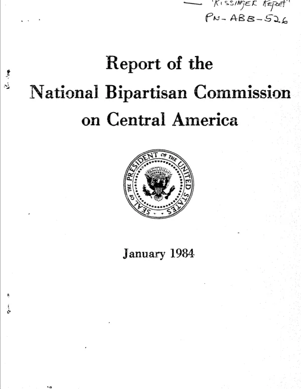 Report of the National Bipartisan Commission on Central America