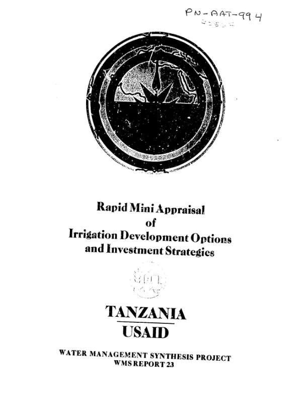 Rapid mini appraisal of irrigation development options and investment strategies for Tanzania/USAID