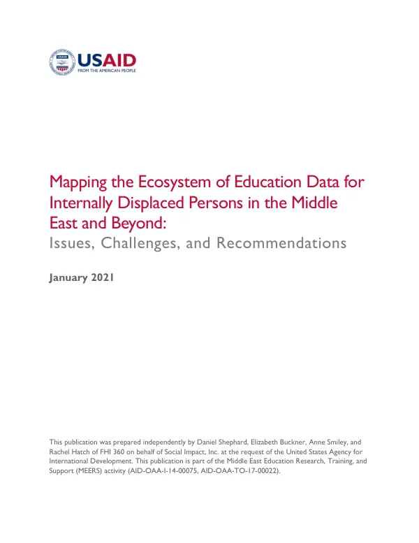 Mapping the ecosystem of education data for internally displaced persons in the Middle East and beyond : issues, challenges, and recommendations